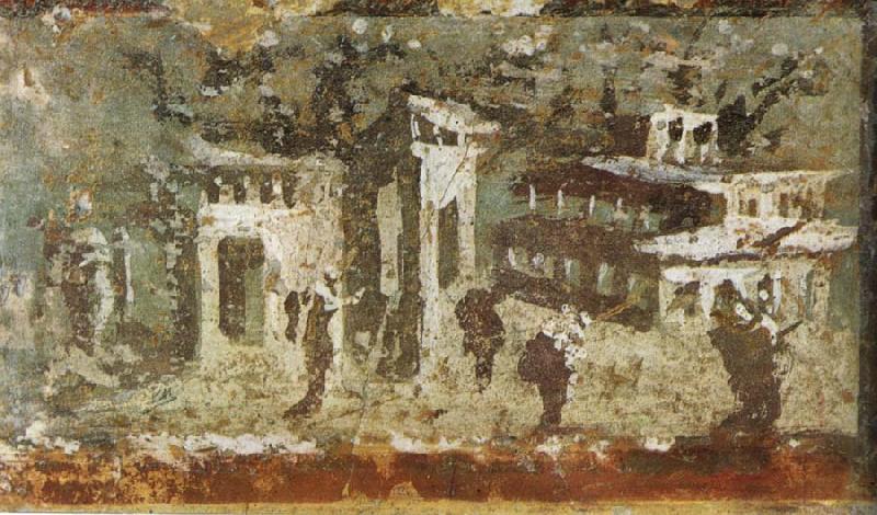 unknow artist Wall painting houses at noon from Pompeii oil painting picture